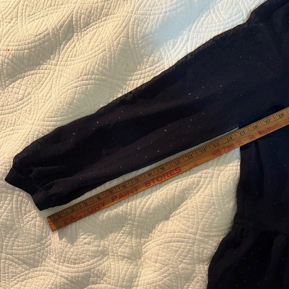 Sheer Dark Romantic Polka Dot Navy Whimsi Blouse XL With Back Bow holiday - Picture 4 of 9